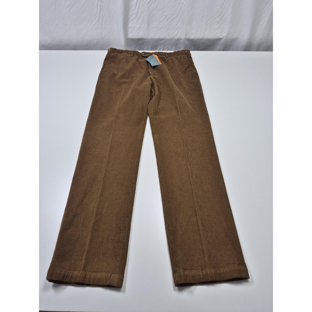 Beretta Dress Pants Mens 38x34 Brown Corduroy Flat Front Straight NWT